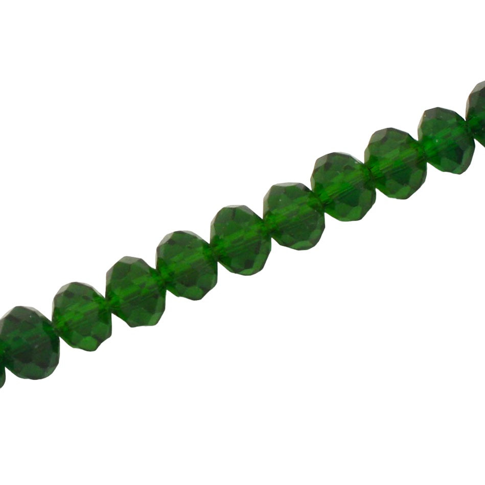 8 X 6 MM CRYSTAL RONDELLE BEADS DARK GREEN - APPROX 72 / PCS