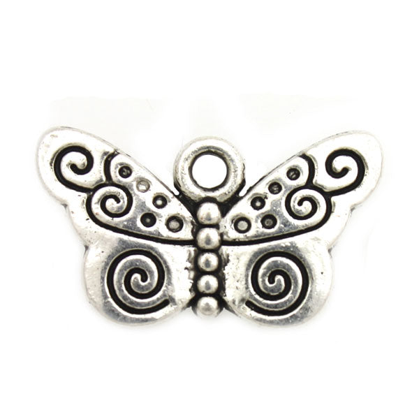 BUTTERFLY 12 X 20 MM SILVER - 10 PCS
