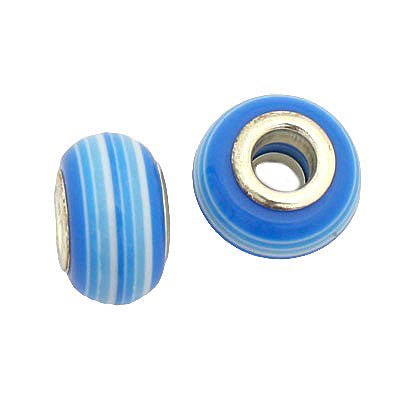 14 MM WITH (5 MM HOLE) LARGE HOLE BEADS - AQUA WHITE - 8 PCS