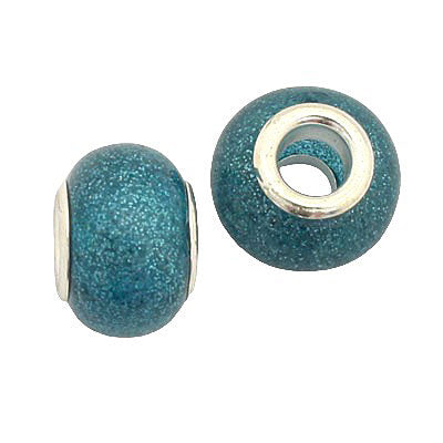 14 MM WITH (5 MM HOLE) LARGE HOLE BEADS - OCEAN BLUE - 8 PCS