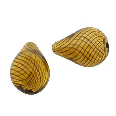 20 MM GLASS HOLLOW TEARDROP BEAD TOPAZ - 1 PCS