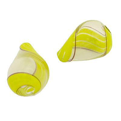 20 MM GLASS HOLLOW TEARDROP BEAD CLEAR - BRIGHT YELLOW - 1 PCS