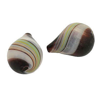 20 MM GLASS HOLLOW TEARDROP BEAD BLACK - WHITE - GREEN - 1 PCS