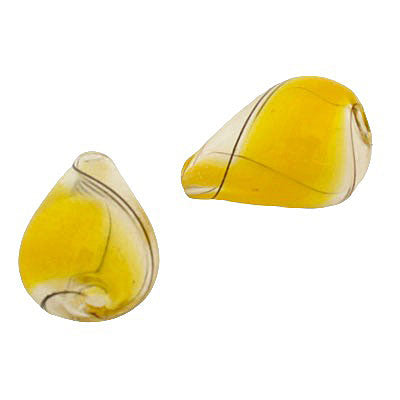 20 MM GLASS HOLLOW TEARDROP BEAD CLEAR - YELLOW - 1 PCS