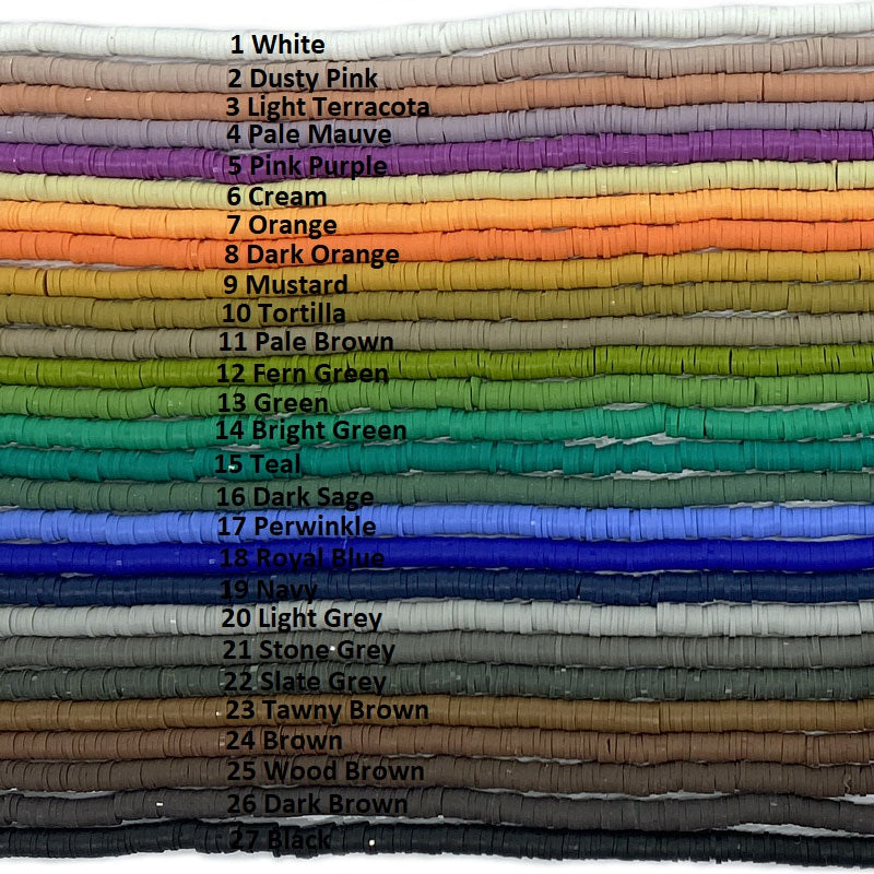 6 MM POLYMER CLAY HEISHI BEADS - 40CM STRAND