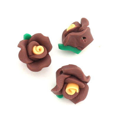 10 MM POLYMER CLAY FLOWER BEADS - 15 PCS