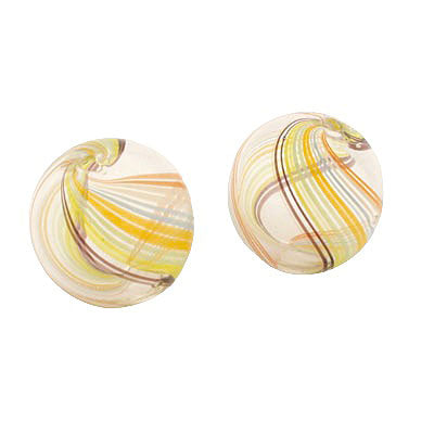 20 MM GLASS HOLLOW ROUND BEAD CLEAR WITH COLOUR SWIRLS - 1 PCS
