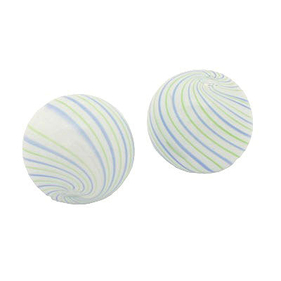 20 MM GLASS HOLLOW ROUND BEAD WHITE - BLUE - GREEN - 1 PCS