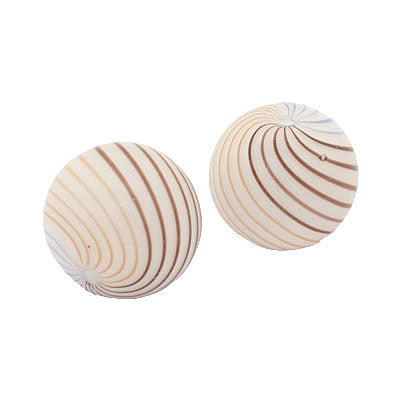 20 MM GLASS HOLLOW ROUND BEAD WHITE - BLUE - BROWN - ORANGE - 1 PCS