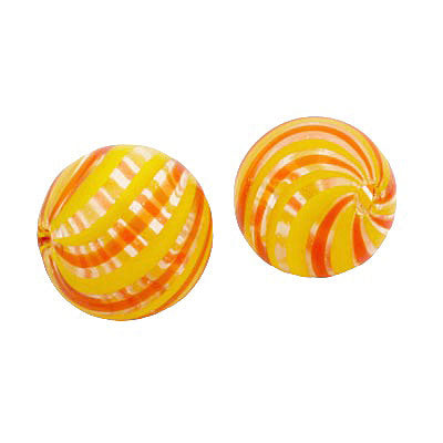20 MM GLASS HOLLOW ROUND BEAD CLEAR - RED - YELLOW - 1 PCS