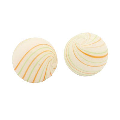 20 MM GLASS HOLLOW ROUND BEAD WHITE - ORANGE - GREEN - 1 PCS