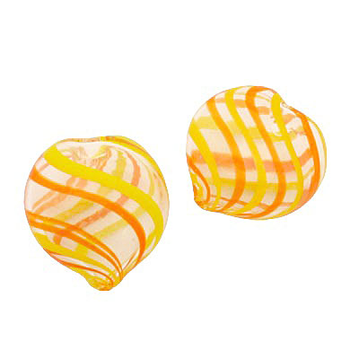 22 MM GLASS HOLLOW HEART BEAD CLEAR ORANGE - YELLOW - 1 PCS