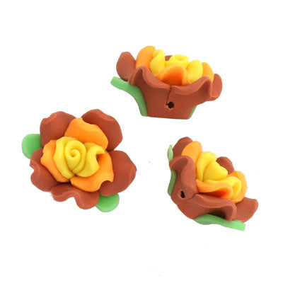 19 MM POLYMER CLAY FLOWER BEADS - 10 PCS