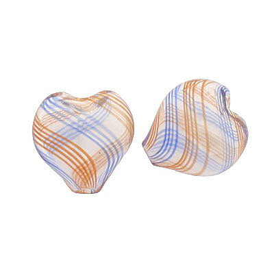 18 MM GLASS HOLLOW HEART BEAD CLEAR - RED - BLUE - 1 PCS