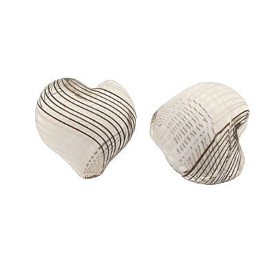 18 MM GLASS HOLLOW HEART BEAD CLEAR - BLACK - WHITE - 1 PCS