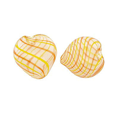 18 MM GLASS HOLLOW HEART BEAD CLEAR - RED - YELLOW - 1 PCS