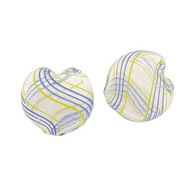 18 MM GLASS HOLLOW HEART BEAD CLEAR - BLUE - YELLOW - 1 PCS