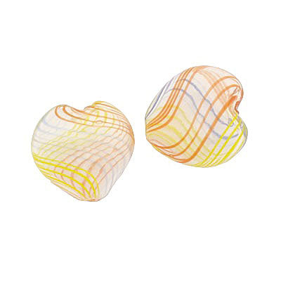18 MM GLASS HOLLOW HEART BEAD CLEAR - RED - YELLOW - BLUE - 1 PCS