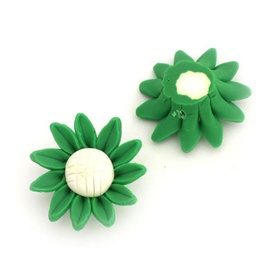 29 MM POLYMER CLAY FLOWER BEADS - 5 PCS