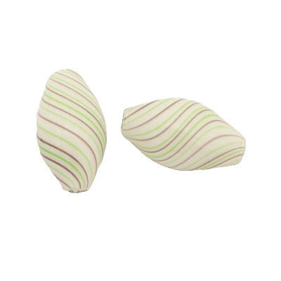 22 X 12 MM GLASS HOLLOW OVAL BEAD WHITE - GREEN - BROWN - 1 PCS