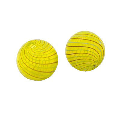 14 MM GLASS HOLLOW ROUND BEAD LIME - GREEN - BROWN - 1 PCS