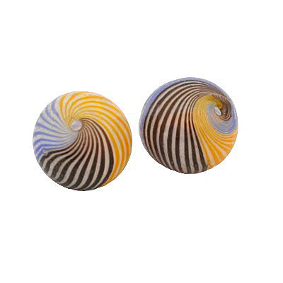 14 MM GLASS HOLLOW ROUND BEAD BLUE - BLACK - ORANGE - 1 PCS