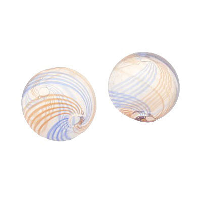 14 MM GLASS HOLLOW ROUND BEAD CLEAR - ORANGE - BLUE - 1 PCS