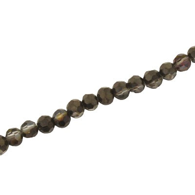 4MM FACETED ROUND CRYSTAL BEADS - APPROX 98/PCS - BLACK DIAMOND PINK