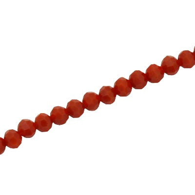 4MM FACETED ROUND CRYSTAL BEADS - APPROX 98/PCS - OPAQUE RED