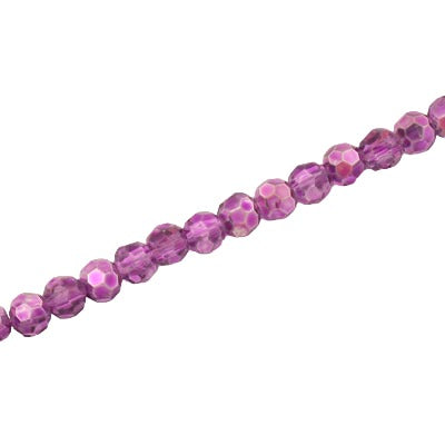 4MM FACETED ROUND CRYSTAL BEADS - APPROX 98/PCS - CRYSTAL METALLIC PURPLE