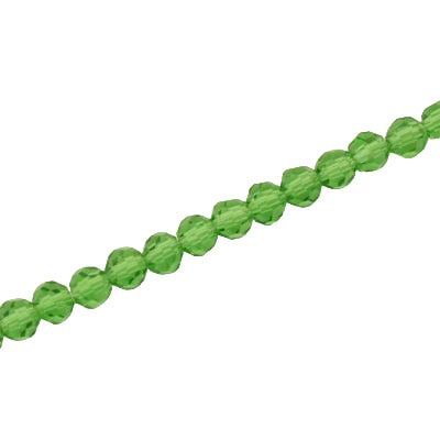 4MM FACETED ROUND CRYSTAL BEADS - APPROX 98/PCS - GREEN