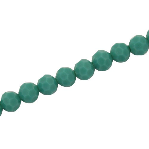 8MM FACETED ROUND CRYSTAL BEADS - APPROX 72/PCS - OPAQUE GREEN TURQ