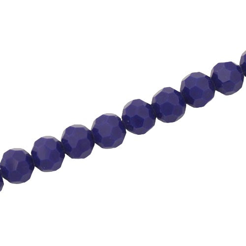 8MM FACETED ROUND CRYSTAL BEADS - APPROX 72/PCS - OPAQUE ROYAL BLUE