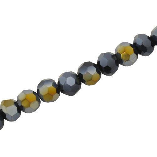 8MM FACETED ROUND CRYSTAL BEADS - APPROX 72/PCS - BLACK AB