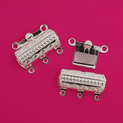 19 x 14 mm silver 3 strand clasp 2 sets