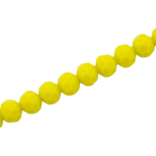 8MM FACETED ROUND CRYSTAL BEADS - APPROX 72/PCS - YELLOW OPAQUE