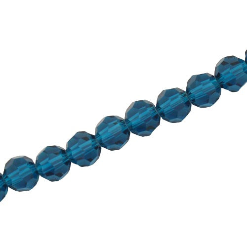 8MM FACETED ROUND CRYSTAL BEADS - APPROX 72/PCS - DARK BLUE ZIRCON