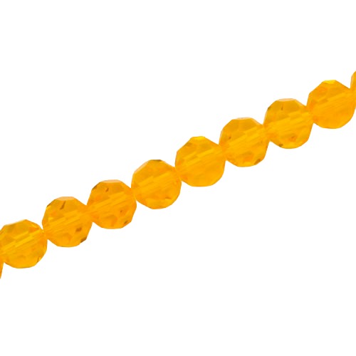 8MM FACETED ROUND CRYSTAL BEADS - APPROX 72/PCS - LIGHT ORANGE
