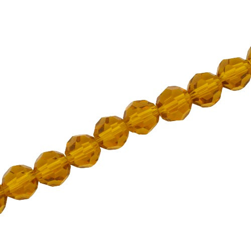 8MM FACETED ROUND CRYSTAL BEADS - APPROX 72/PCS - AMBER