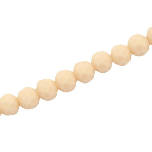 8MM FACETED ROUND CRYSTAL BEADS - APPROX 72/PCS - OPAQUE CREAM