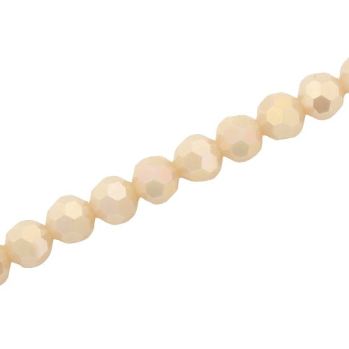 8MM FACETED ROUND CRYSTAL BEADS - APPROX 72/PCS - PEARL LT APRICOT