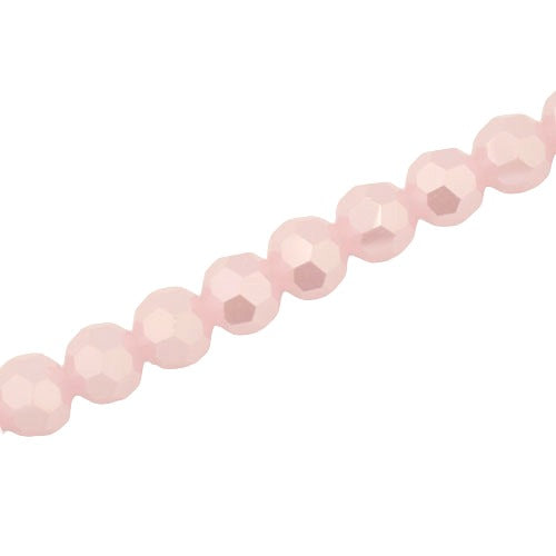 8MM FACETED ROUND CRYSTAL BEADS - APPROX 72/PCS - PEARL PINK