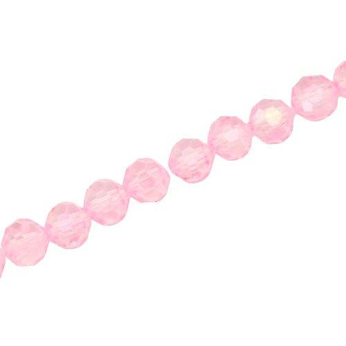 8MM FACETED ROUND CRYSTAL BEADS - APPROX 72/PCS - PINK AB