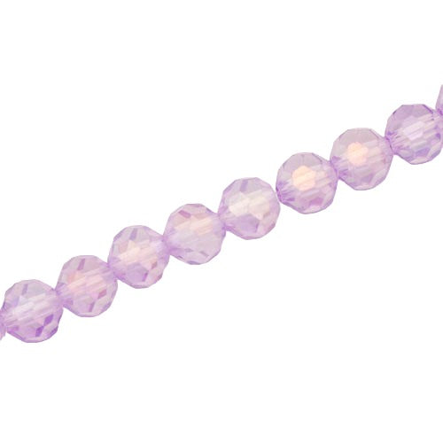 8MM FACETED ROUND CRYSTAL BEADS - APPROX 72/PCS - LIGHT PURPLE AB