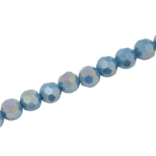 8MM FACETED ROUND CRYSTAL BEADS - APPROX 72/PCS - PERIWINKLE AB