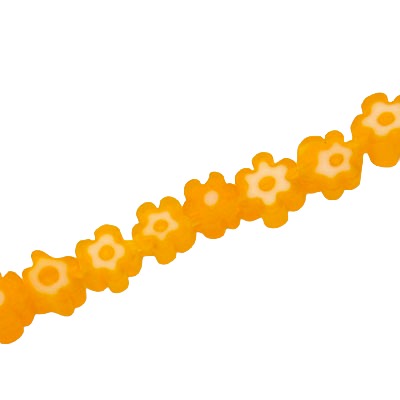 6 MM FLOWER GLASS MILLEFIORI BEADS LIGHT ORANGE - APPROX 70 PCS