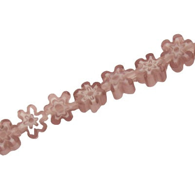 6 MM FLOWER GLASS MILLEFIORI BEADS LIGHT PURPLE - APPROX 70 PCS