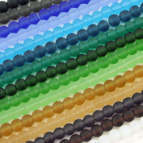 6 MM FROSTED BEAD STRAND / 16 COLOURS - 55 PCS EACH STRAND