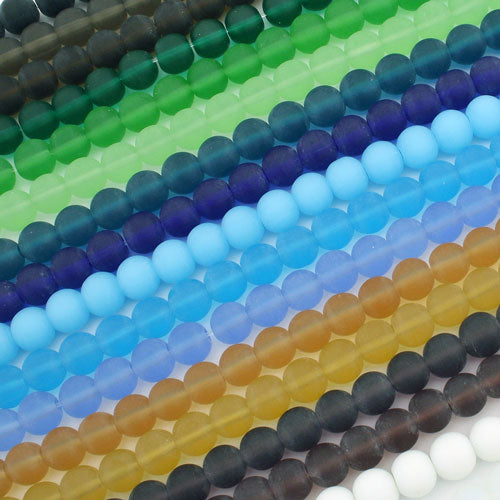 8 MM FROSTED BEAD STRAND / 20 COLOURS - 42 PCS EACH STRAND