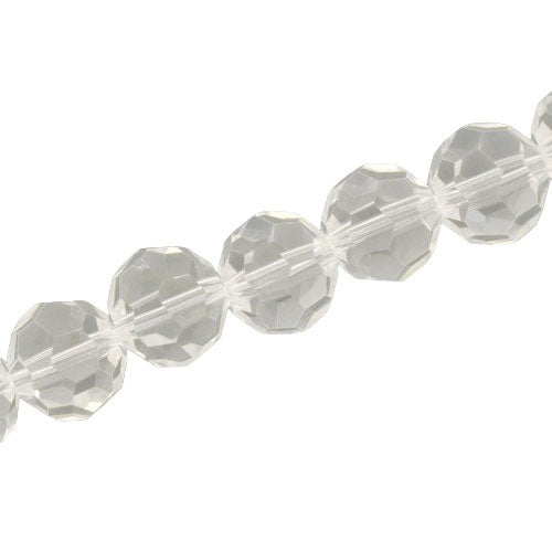 12 MM FACETED ROUND CRYSTAL BEADS APPROX 50/PCS - CLEAR